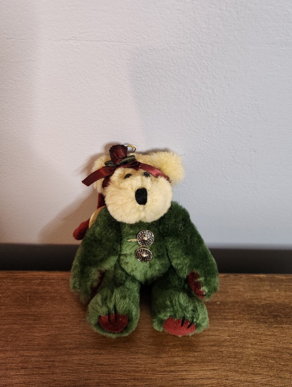 Boyds Bears Red And Green Angel Ornament Winged Jointed Bear Plush